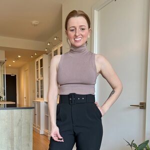 Aritzia Babaton Sleeveless Turtleneck Tank Clay SMALL